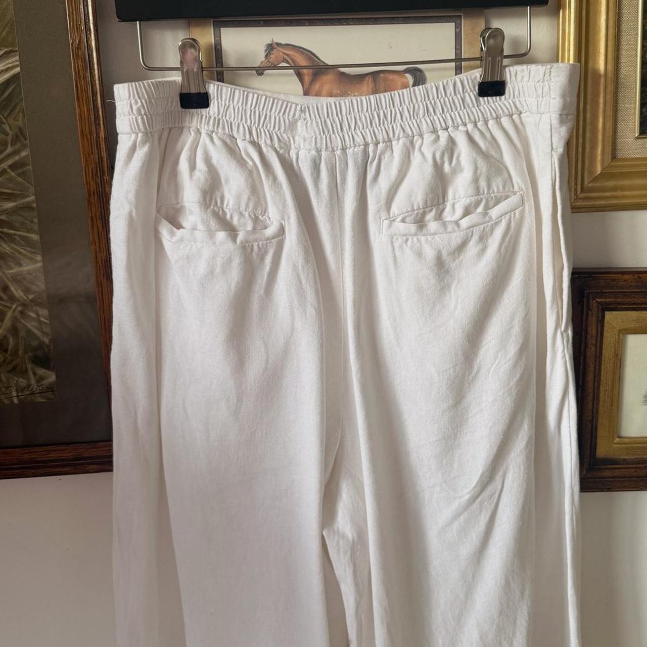 White linen wide leg pants (M)