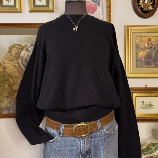 Black cotton mock neck knit (L)