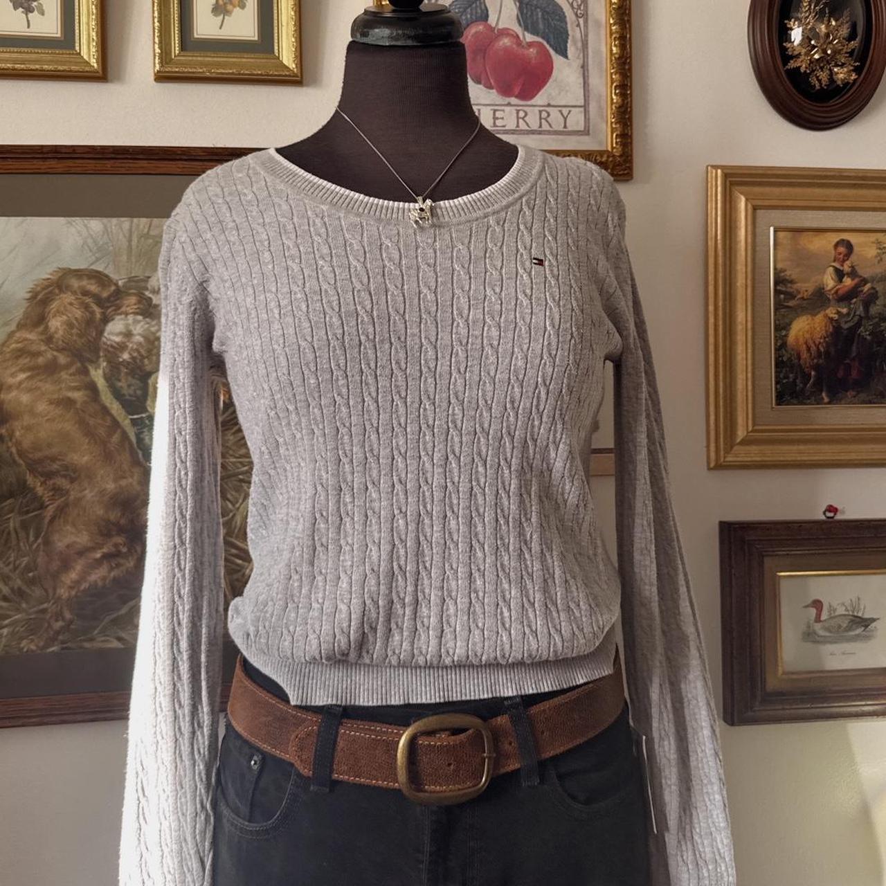 Cotton cable knit scoop neck (M)