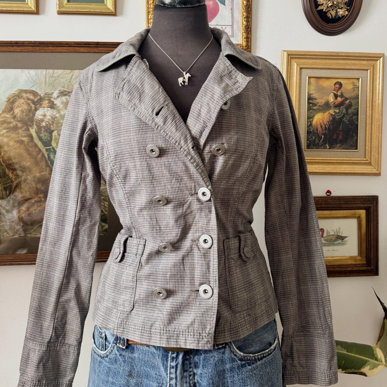 Grey y2k plaid vintage jacket (S)