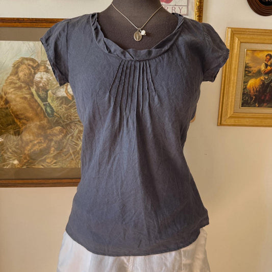 Navy blue linen blouse (S)