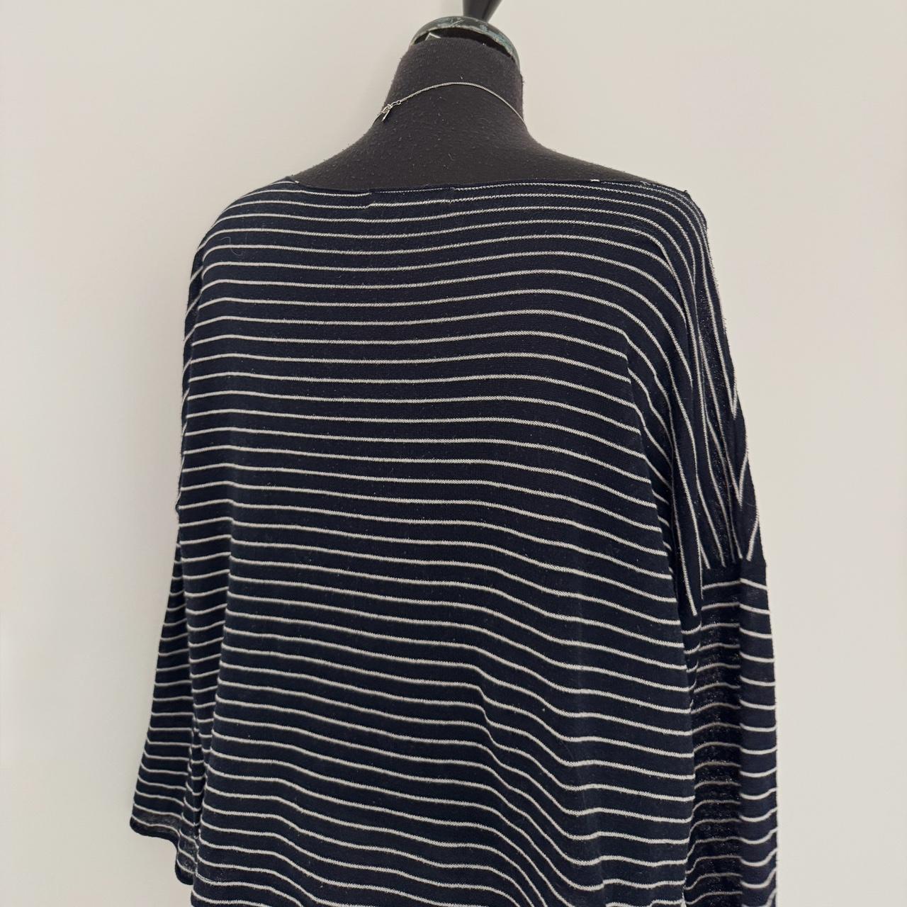 Navy striped boatneck knit top (S)