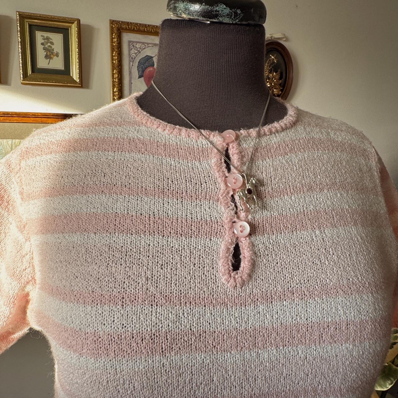 Pink striped knit sweater top (S)