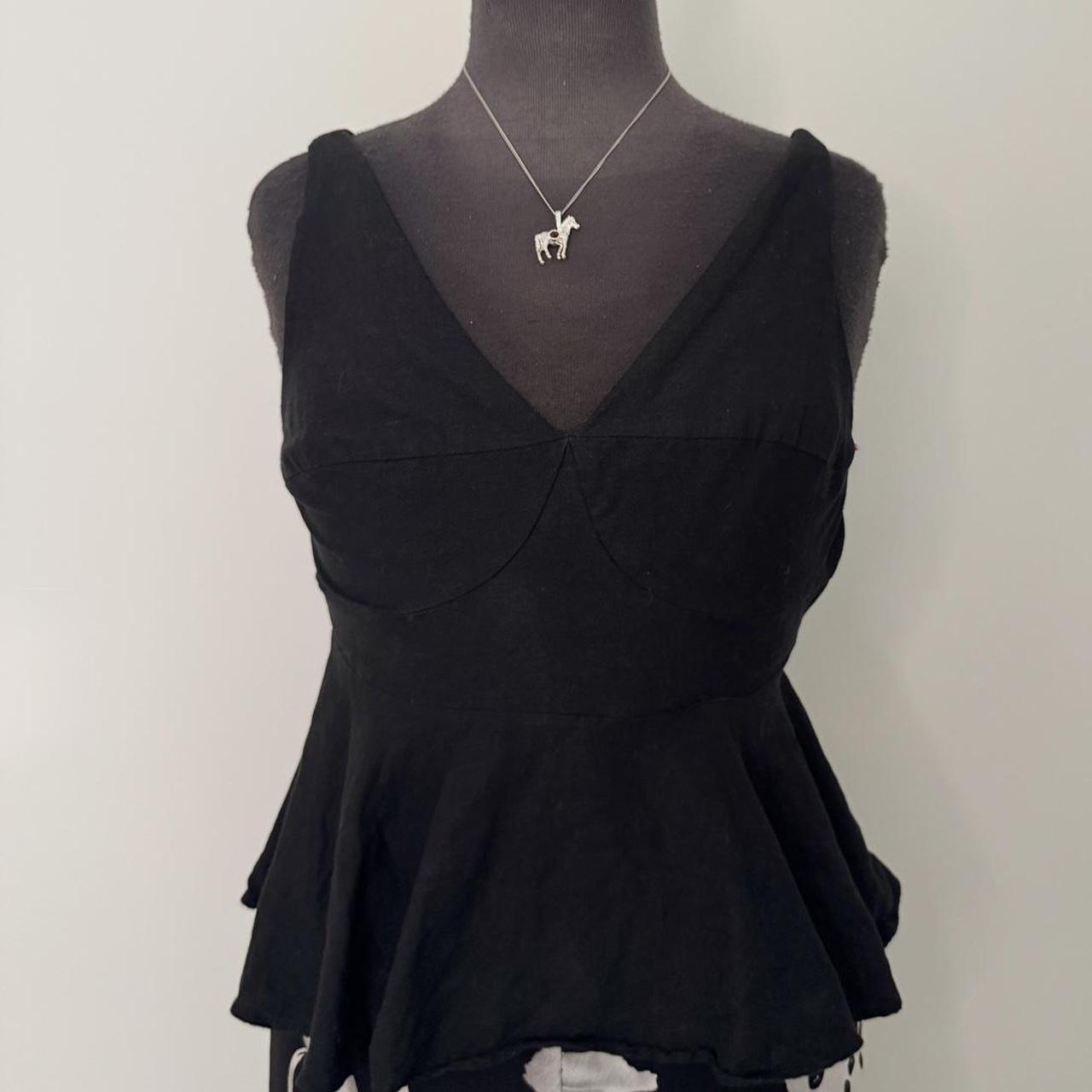 Black linen flowy tank top (XS)