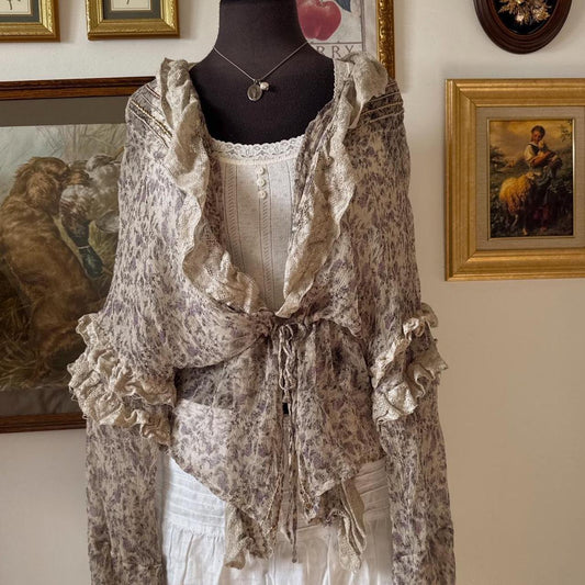 Free people ruffle cardigan top (M)