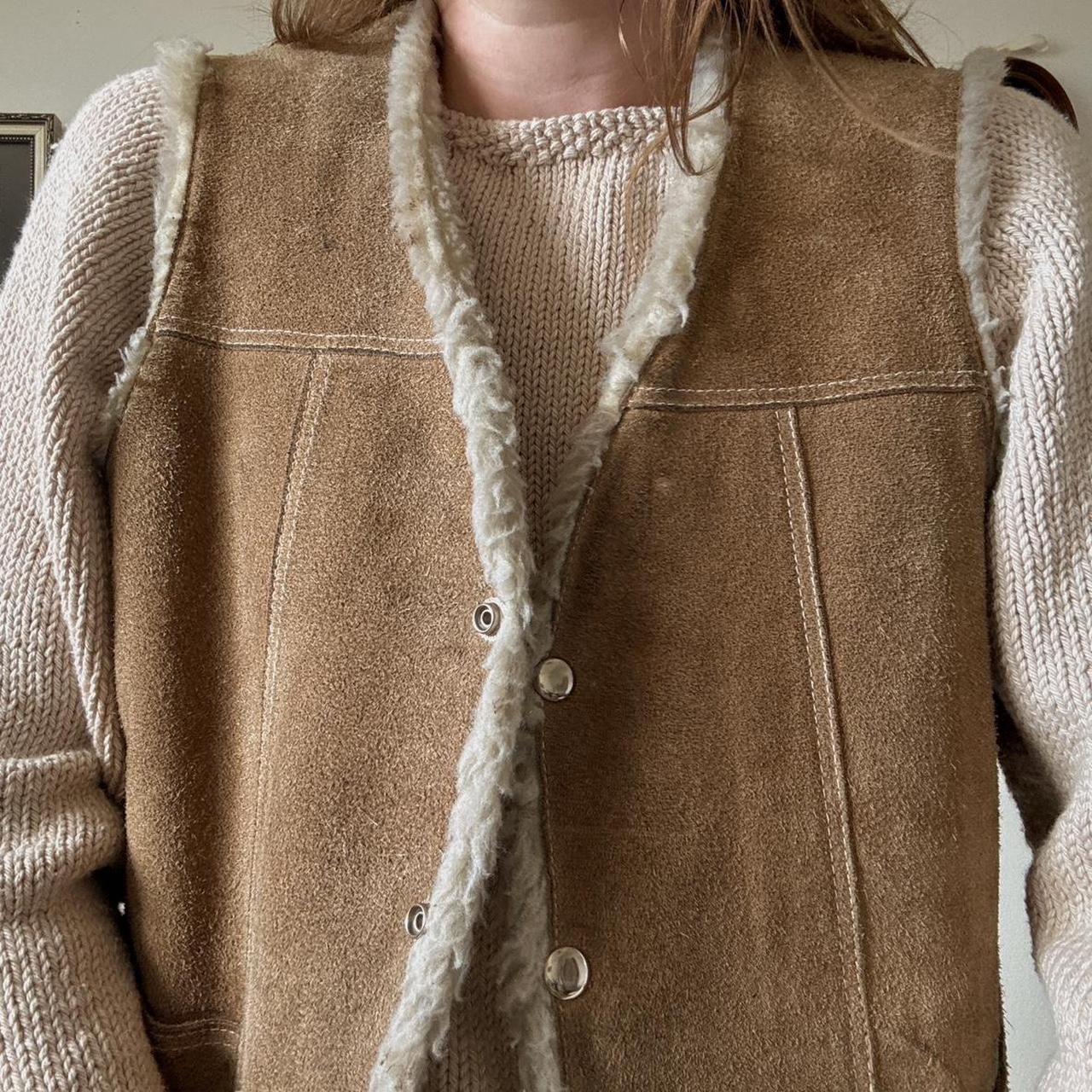 70s suede sherpa vest (L)