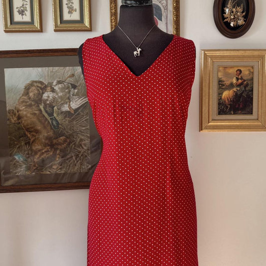 Red polka dot maxi dress (L)