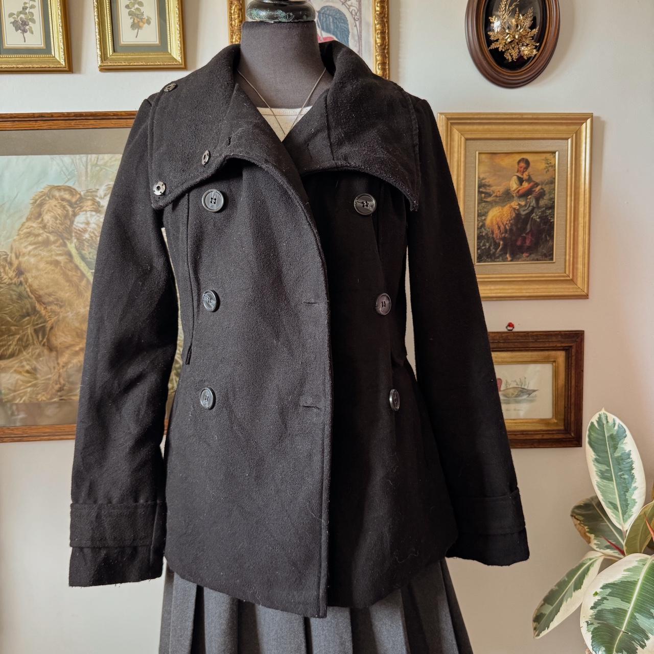 Black funnel neck trench (M)