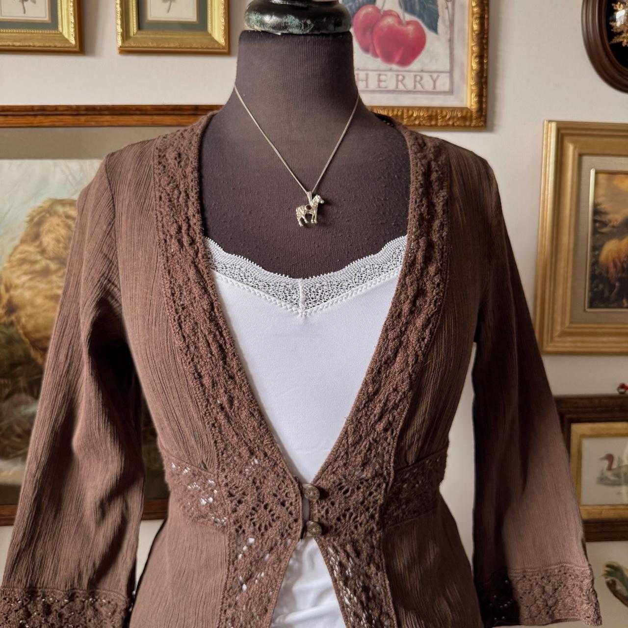Earthy boho lace blouse (XS)