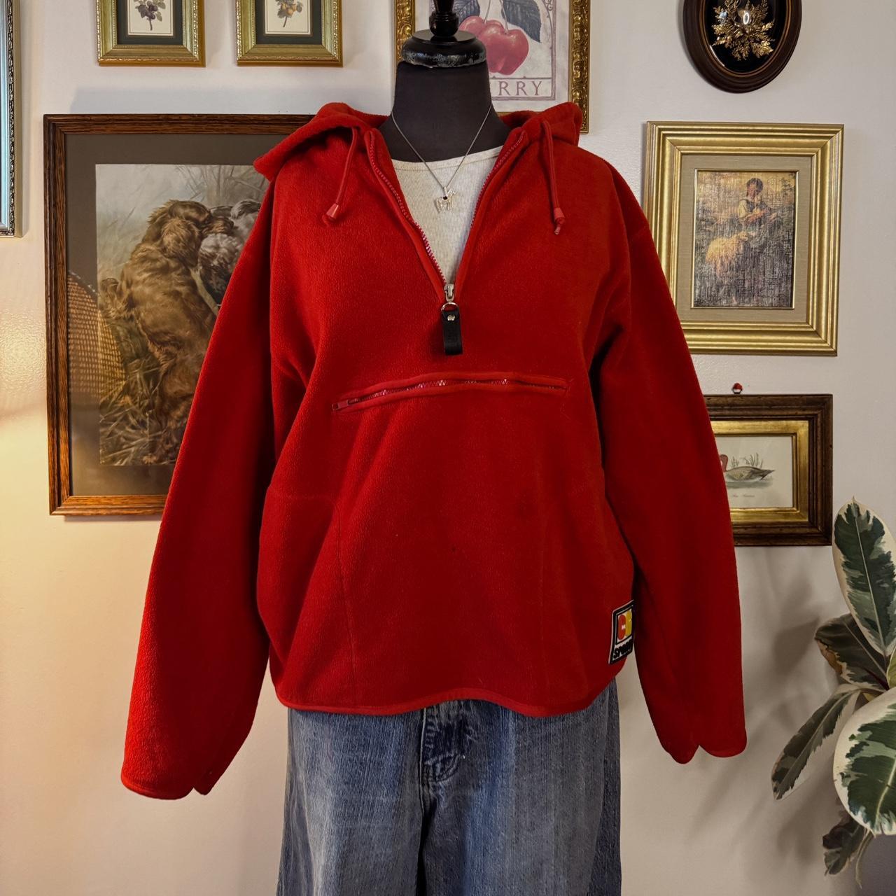 Cozy red fleece hoodie (M)
