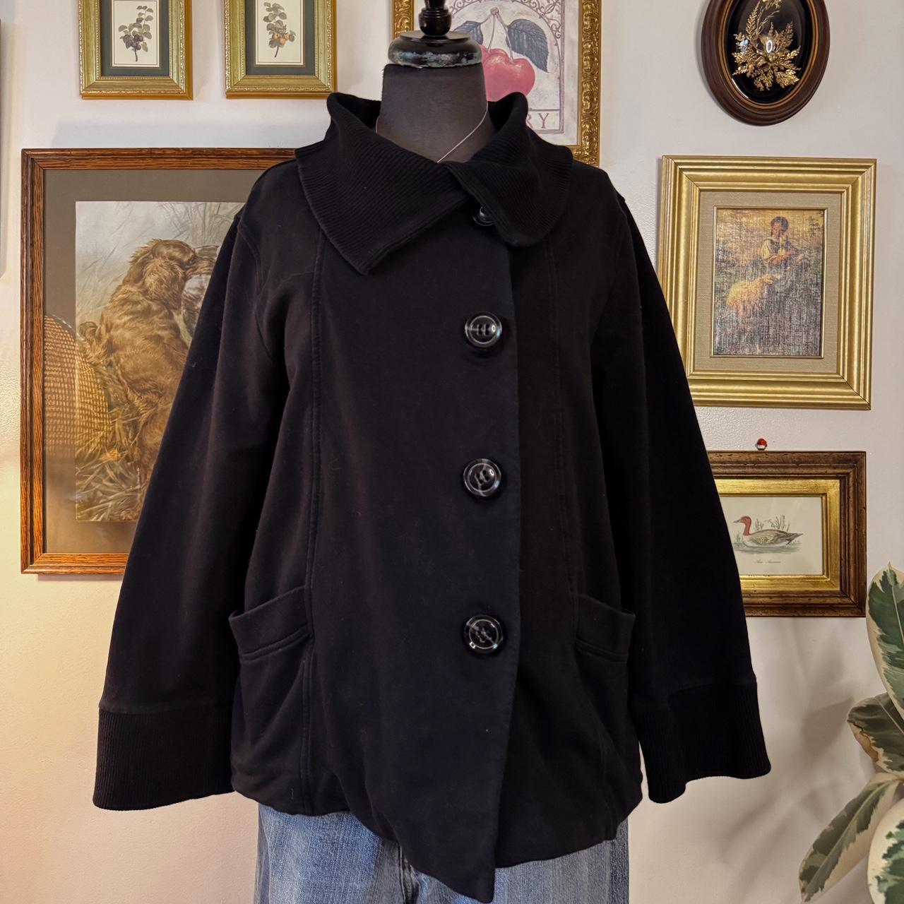 Black knit pea coat sweater (XL)