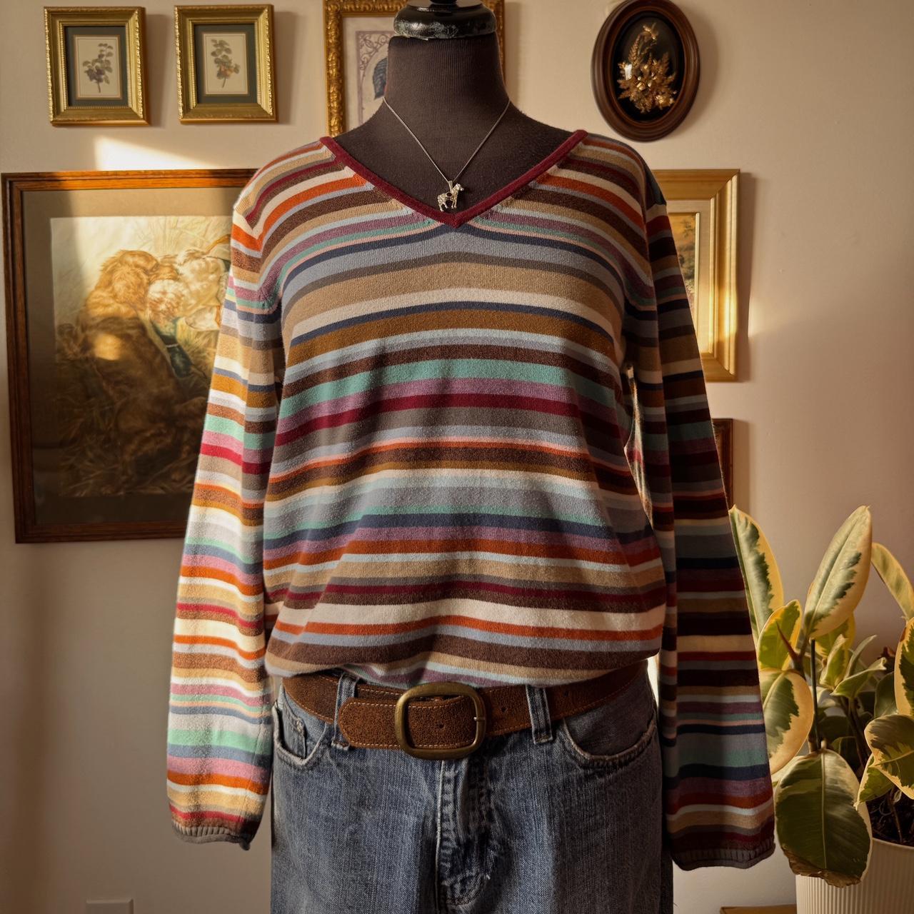 Y2K multi striped knit sweater (L)