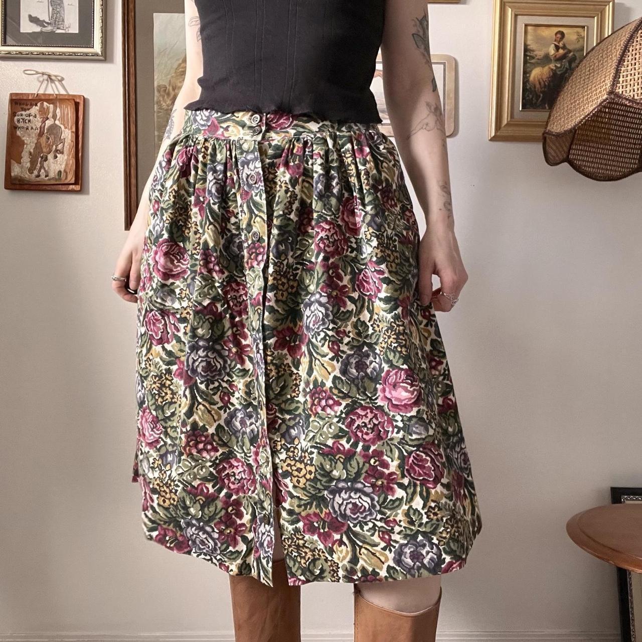 Vintage floral midi skirt (30")