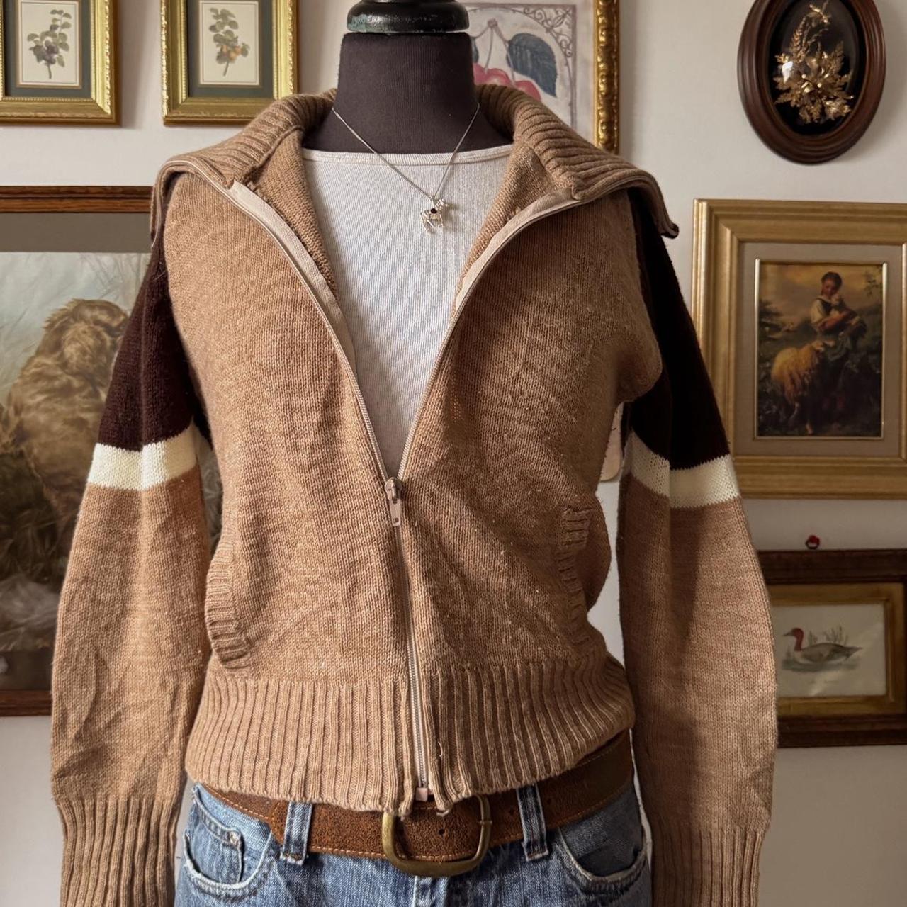 Vintage 70s earthy knit zip up (M)