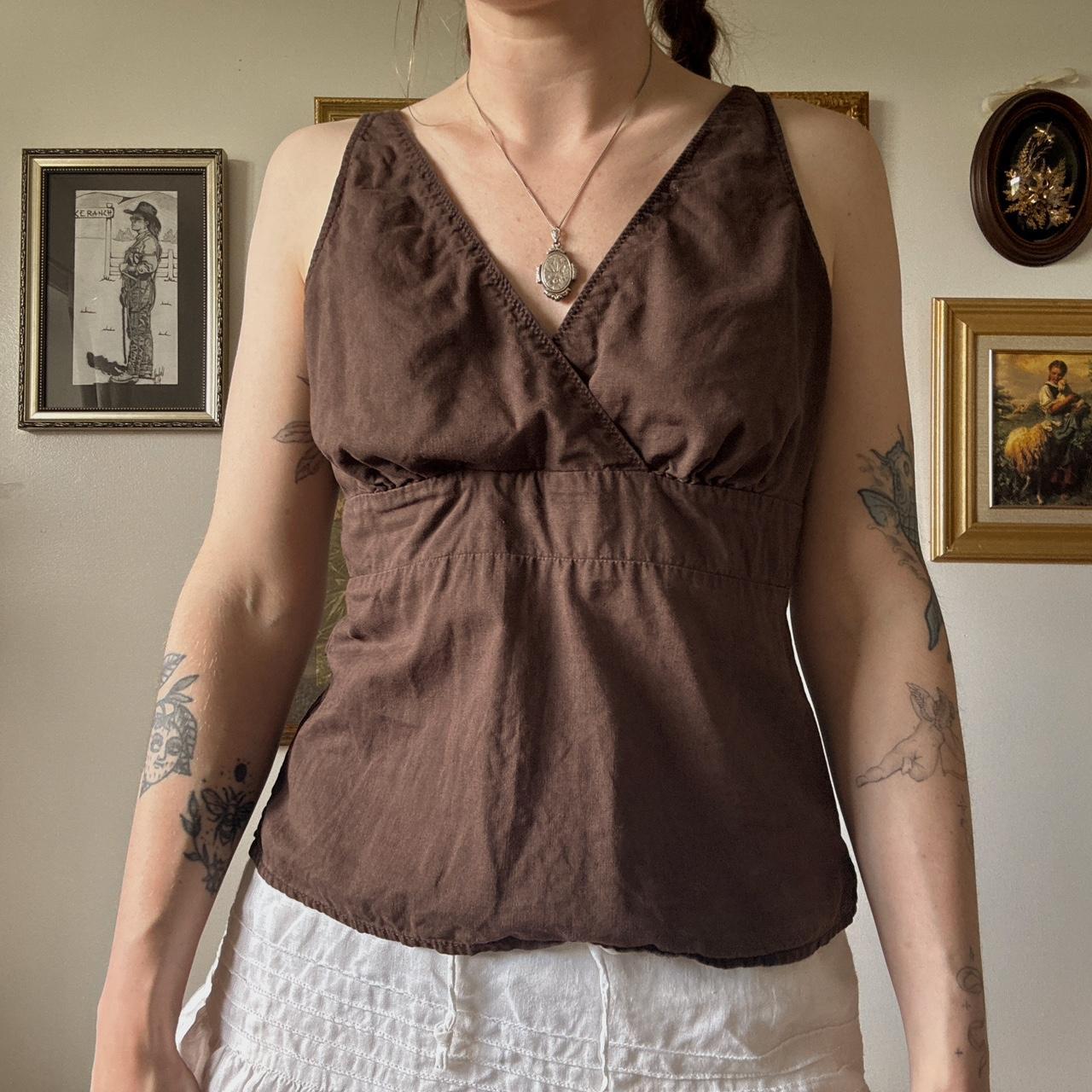 Brown linen tank (M)