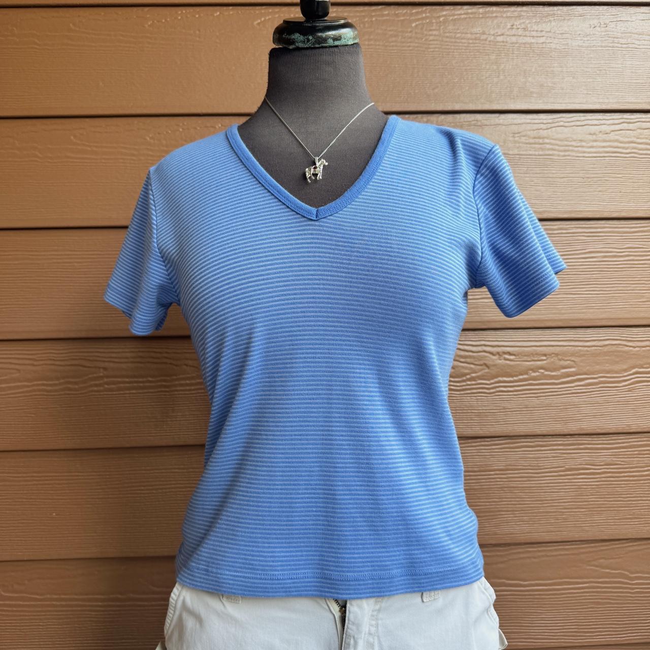 Blue striped baby tee (L)