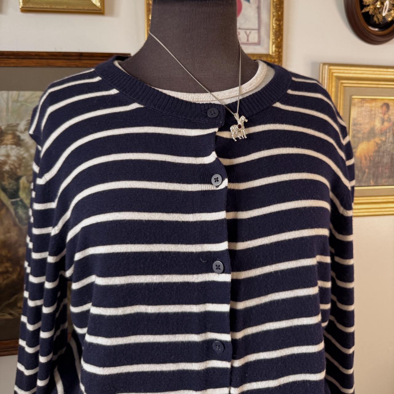 Navy striped knit cardigan (L)
