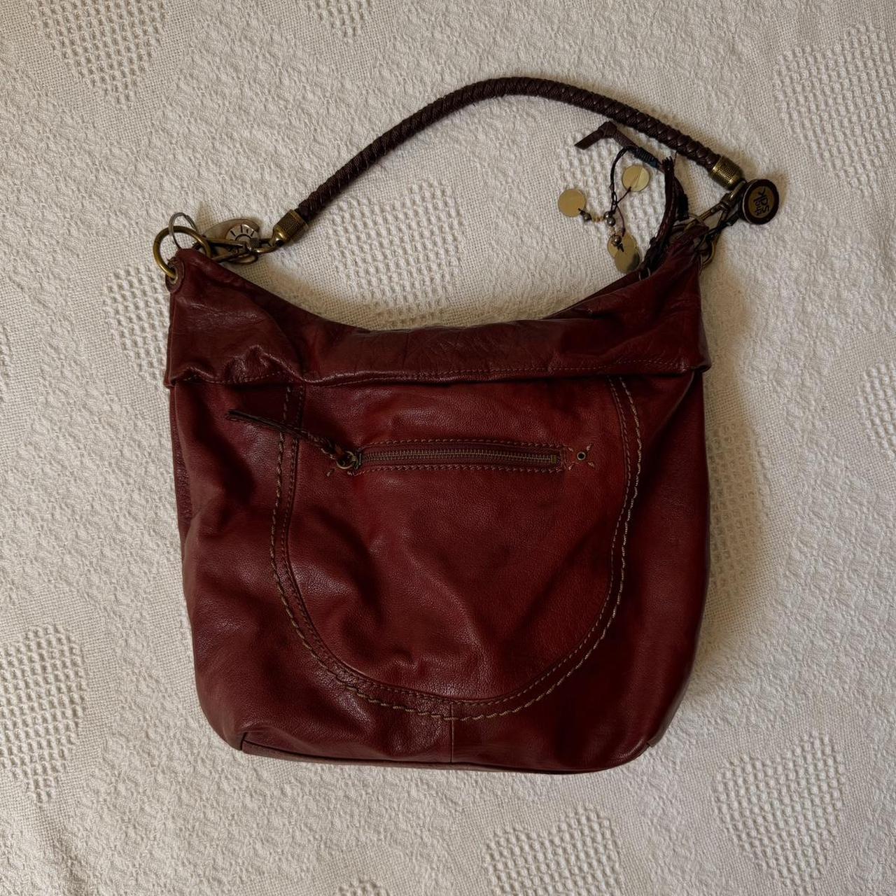 Burgundy leather slouch bag