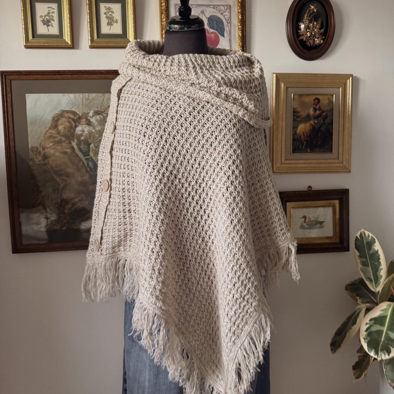 Oat beige knit poncho (O/S)