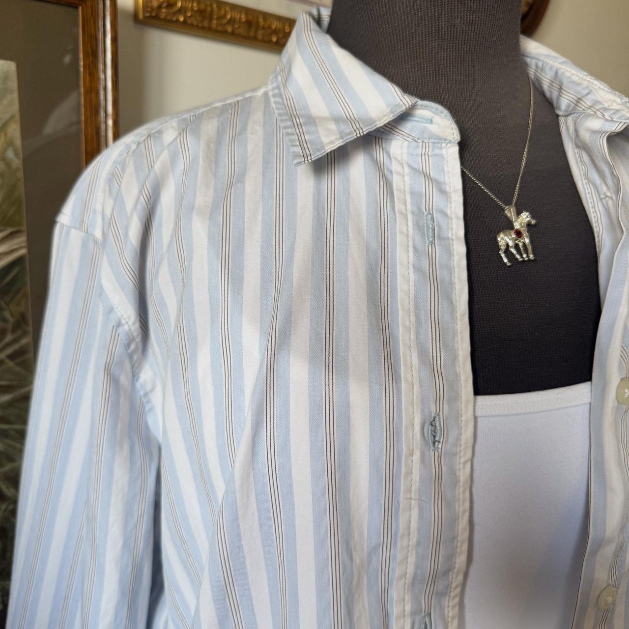 Baby blue striped button up (M)