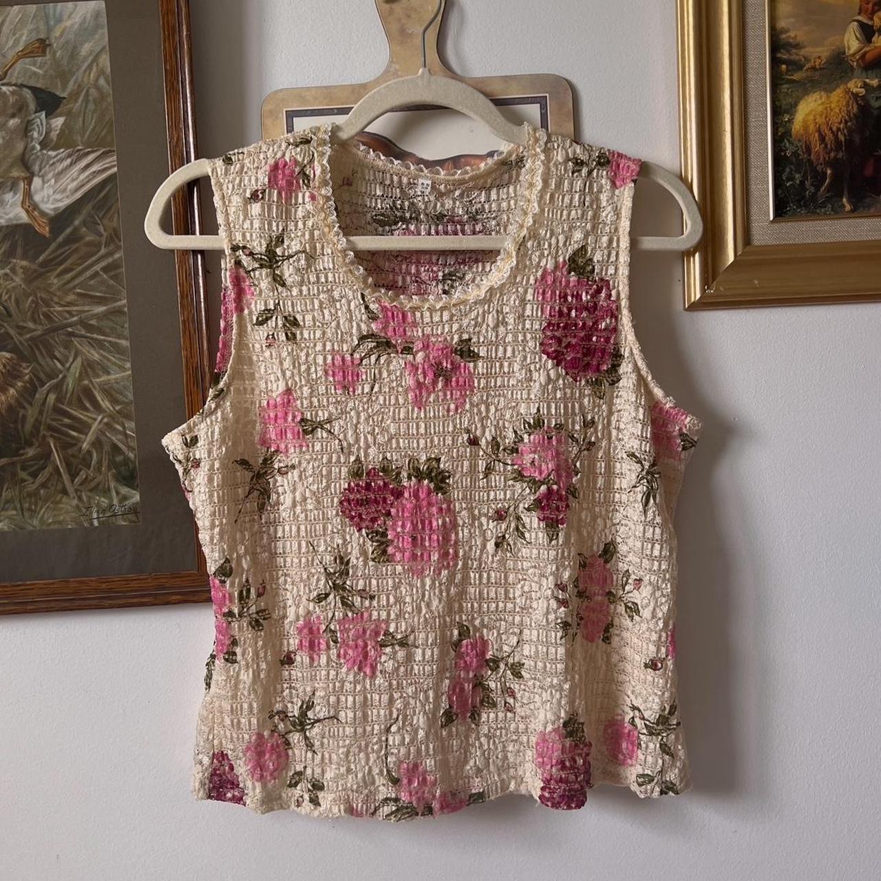 Lace floral tank top (S/M)