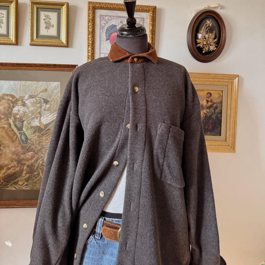 Charcoal grey fleece button up (M)