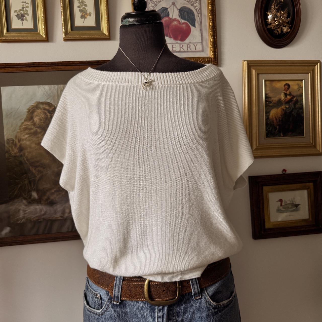 White knit boatneck top (S)