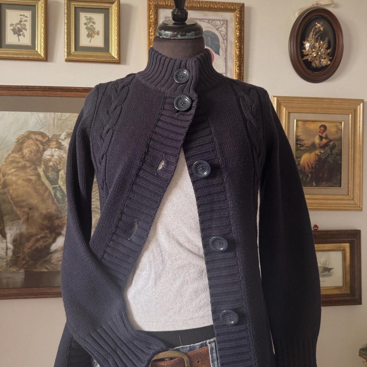 Y2K navy knit long cardigan (XS)