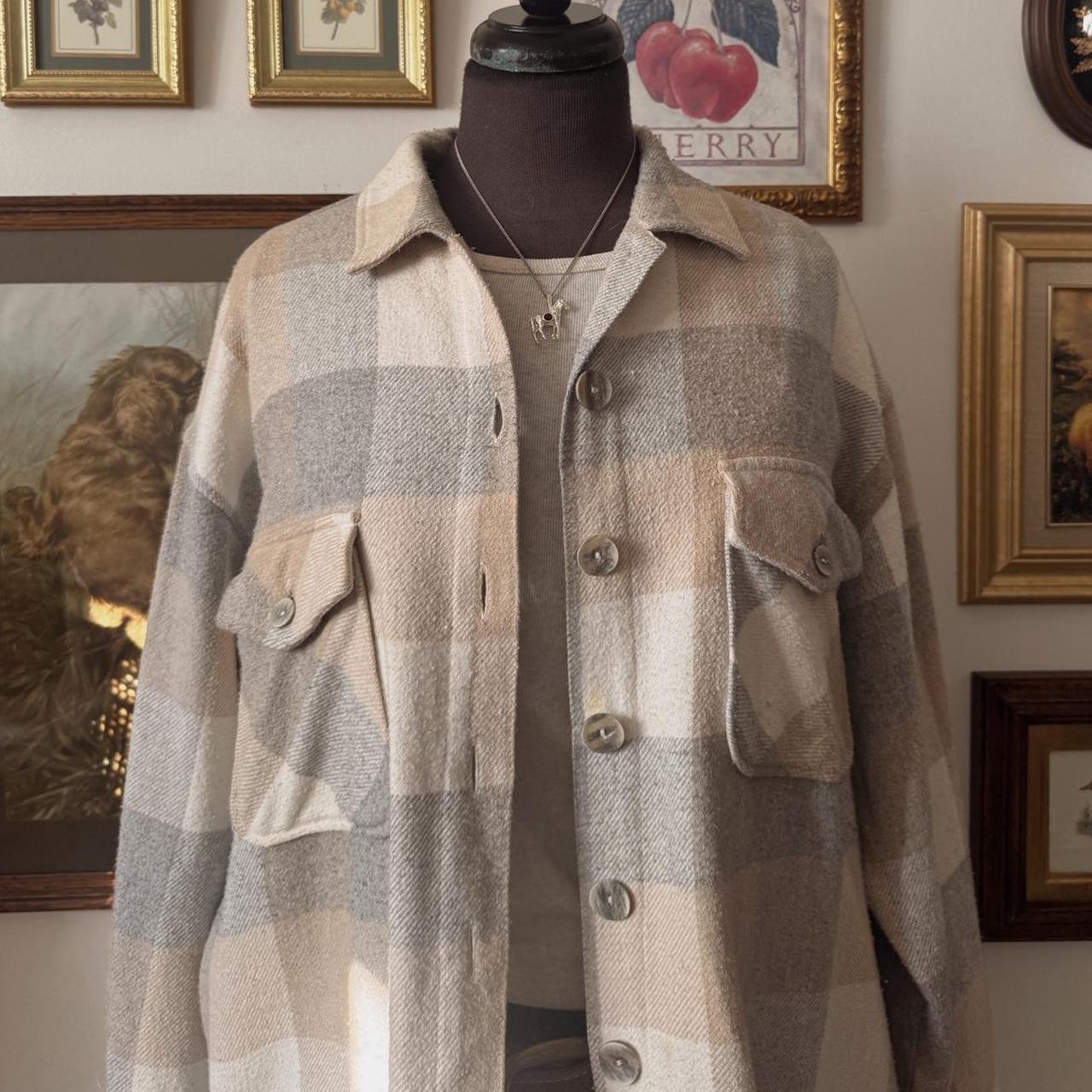 Cozy light birch flannel button up (L)