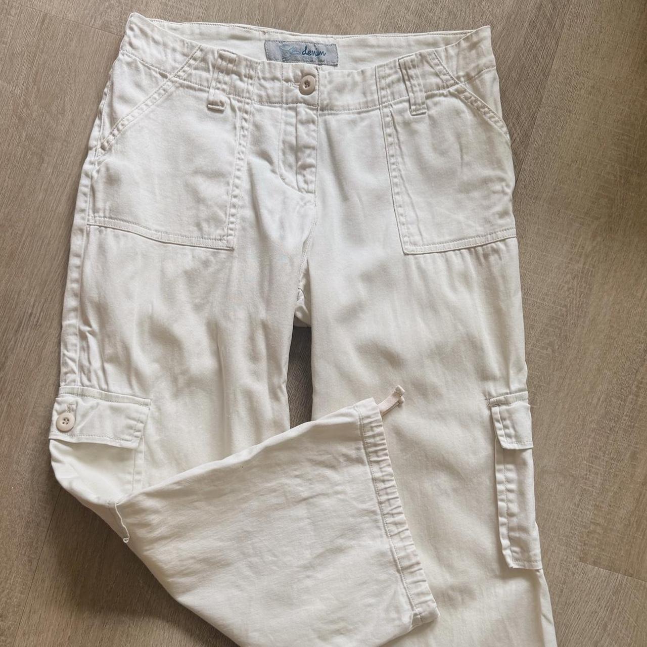 Y2K cream cargo capri pants (S)