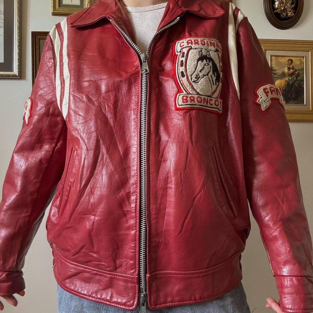 Red leather varsity jacket (XL)