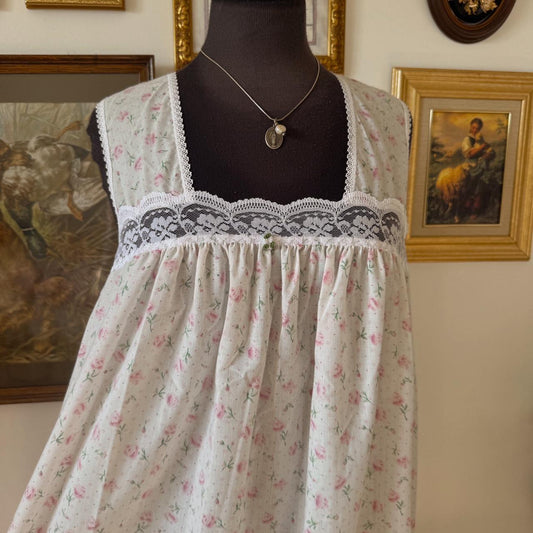 Vintage lace floral cottage dress (XL)