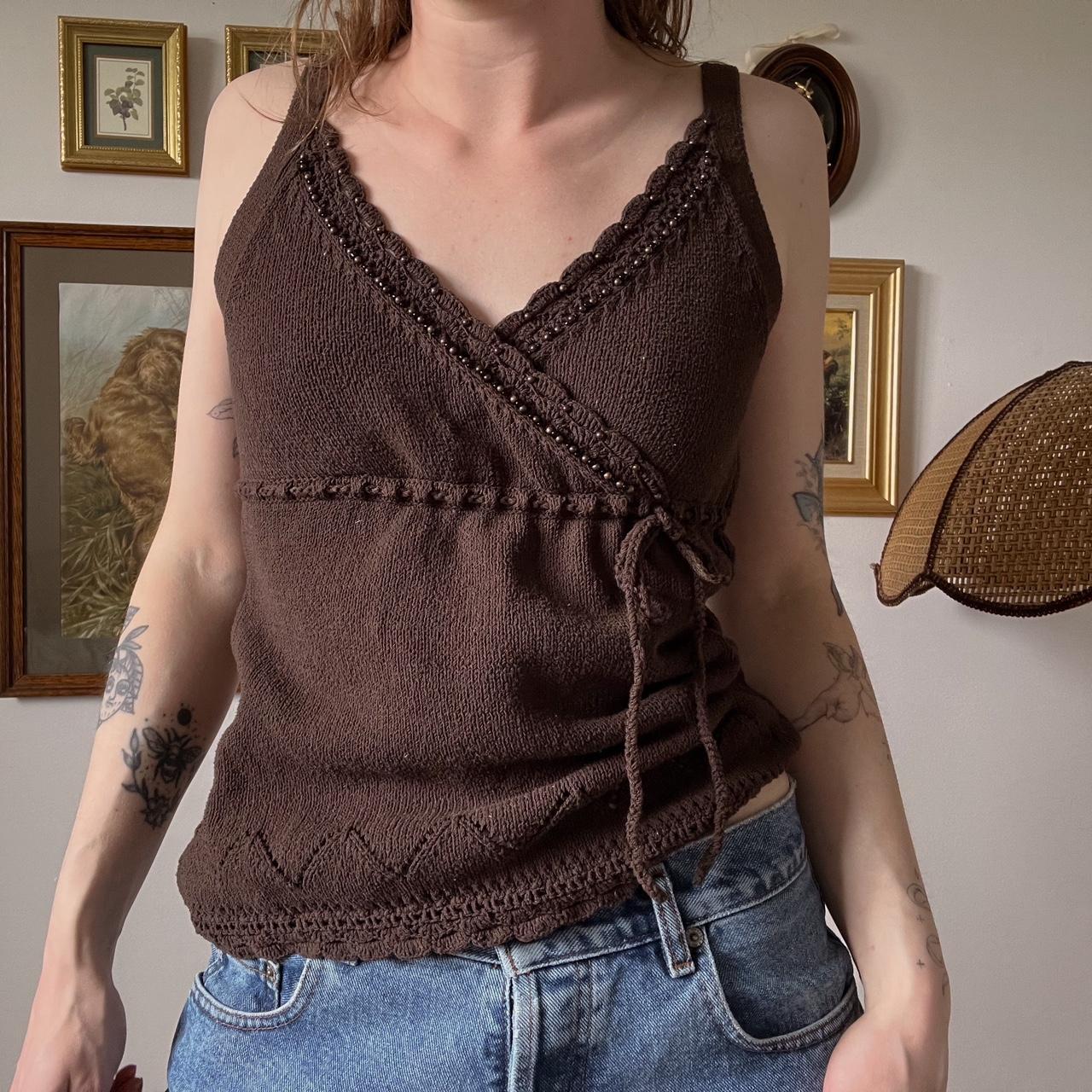 Brown knit cami tank (S)