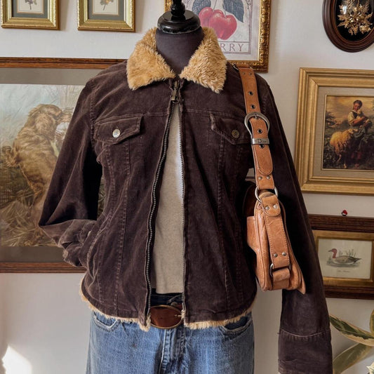 Y2K brown corduroy jacket (M)
