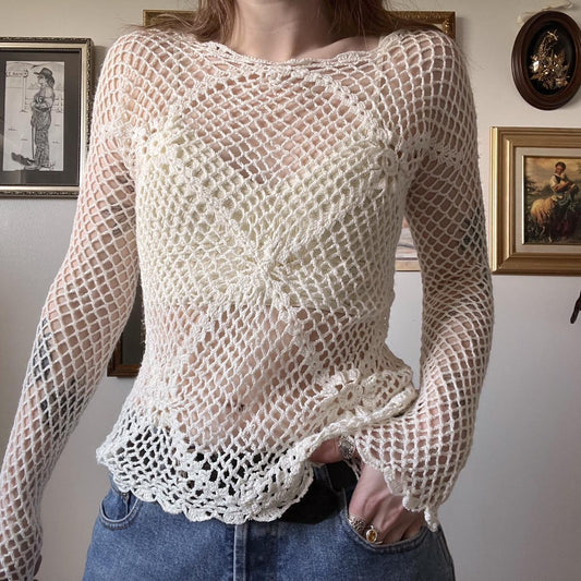 Crochet fishnet top (S)