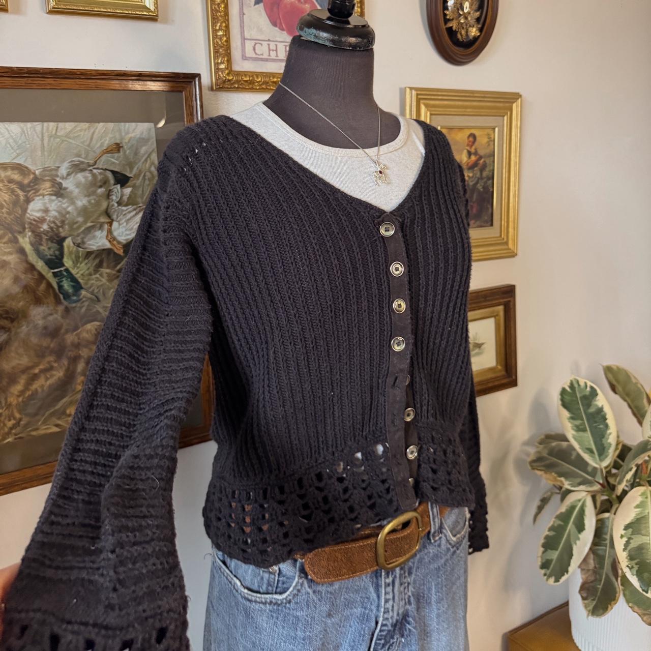 Black cottage knit cardigan (XS)