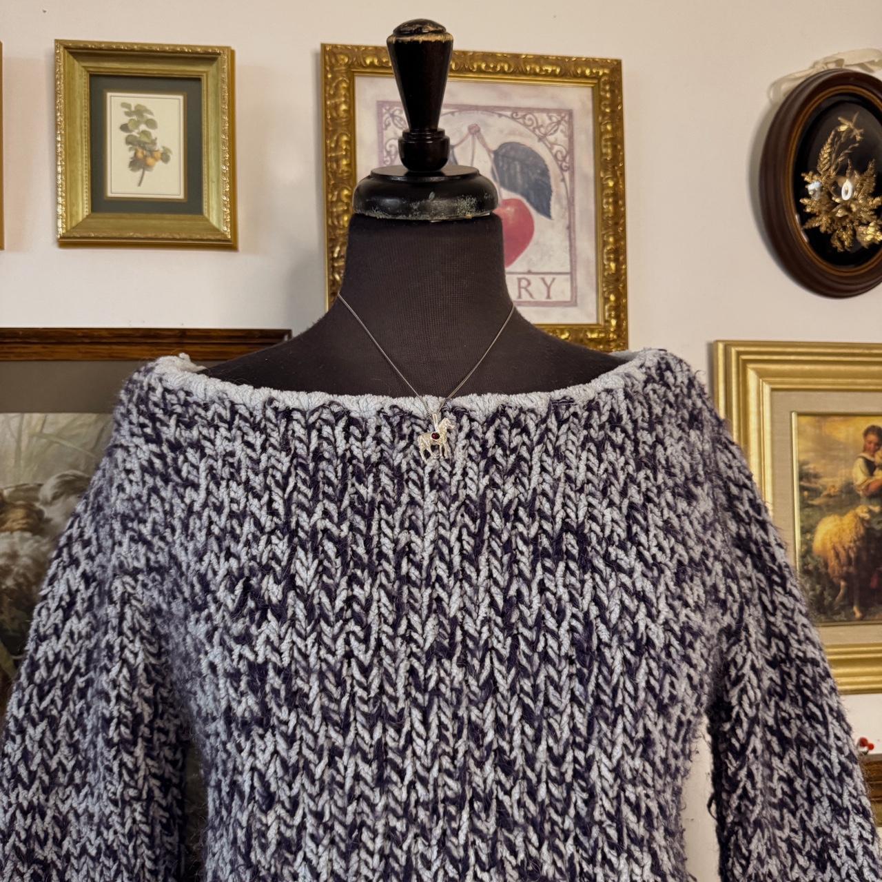 Blue knitted boatneck sweater (M)