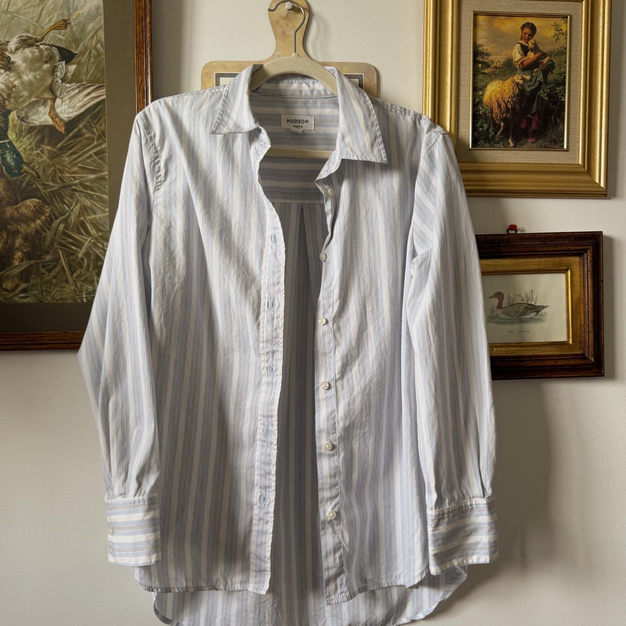 Baby blue striped button up (M)