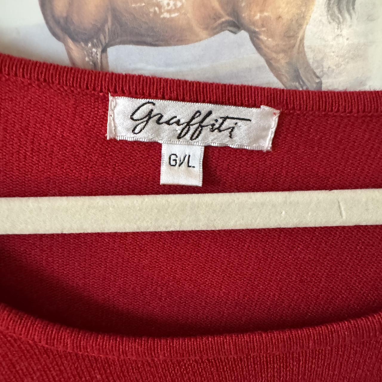 Red knit wide scoop neck sweater (L)