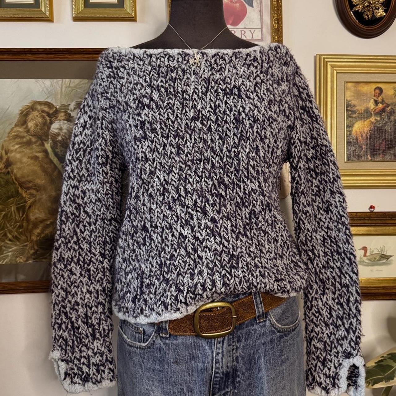 Blue knitted boatneck sweater (M)