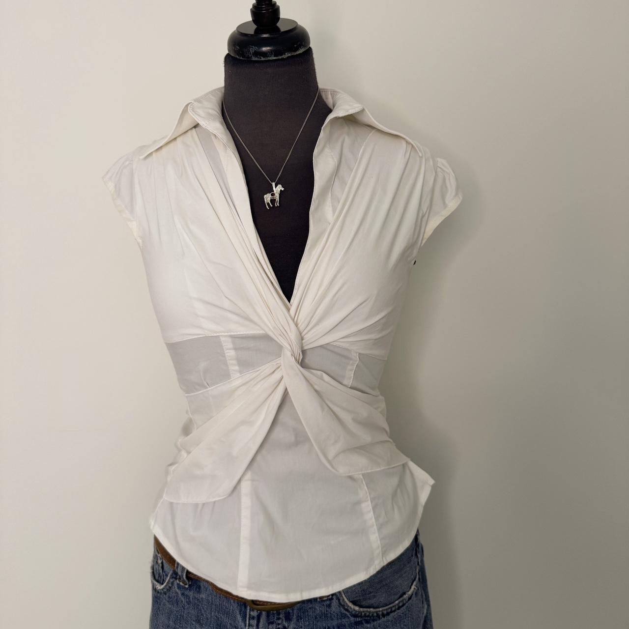 White y2k summer blouse (XXS)