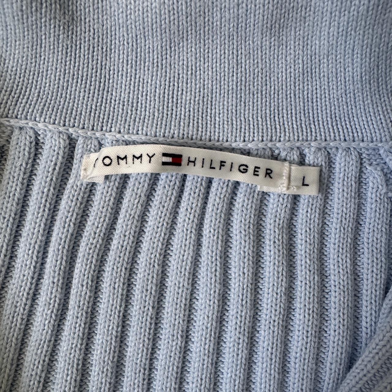 Sky blue knit mock neck zip up (L)