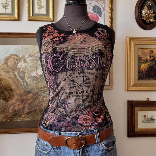 Vintage cowgirl crop tank (S)