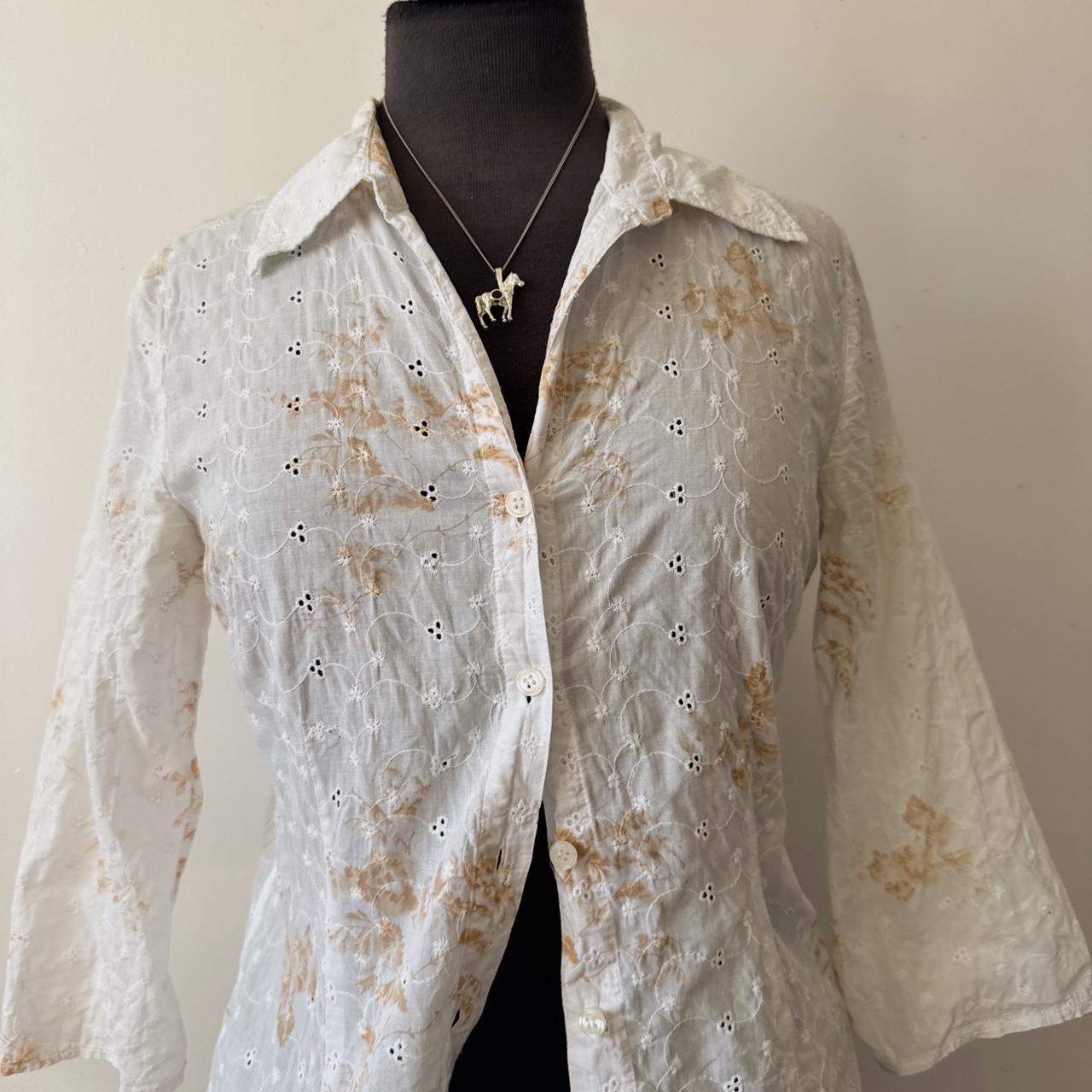 White eyelet cottage blouse (M)