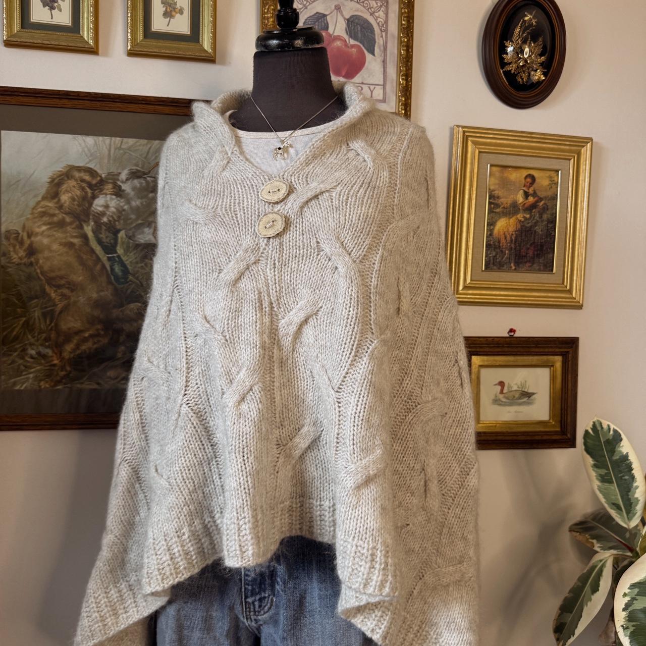Cream grey knit poncho