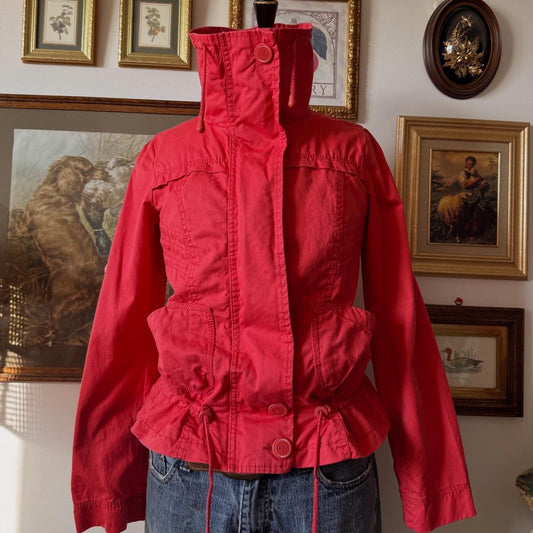 Y2K funnel neck red jacket (S)