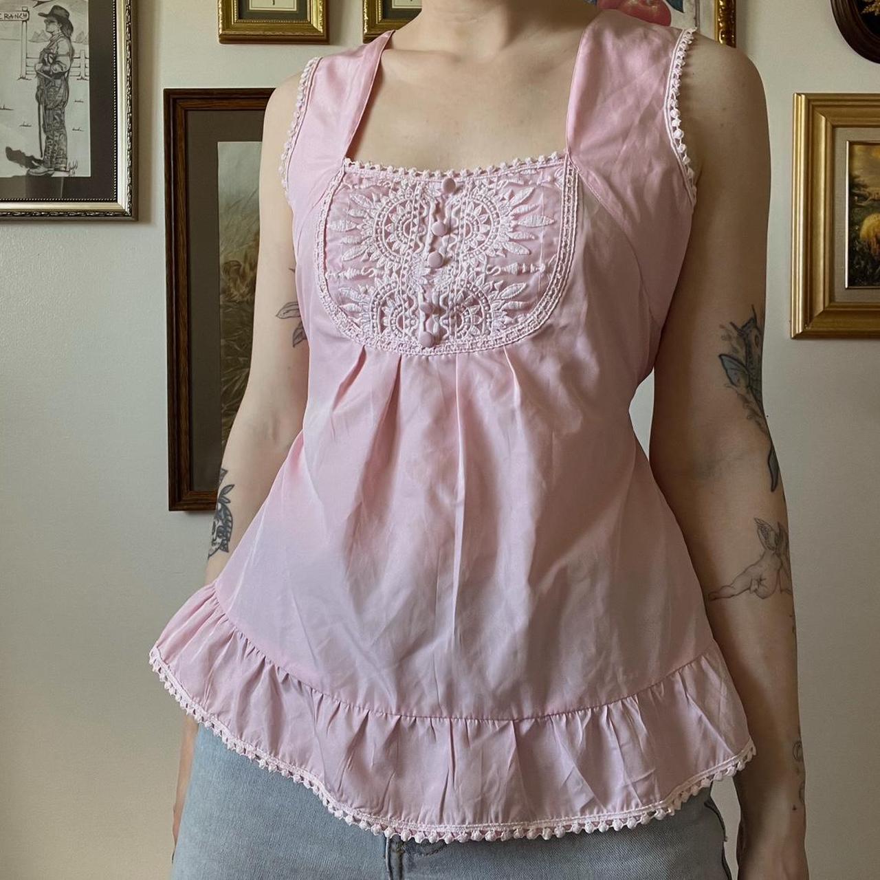 Pink babydoll tank top (M)