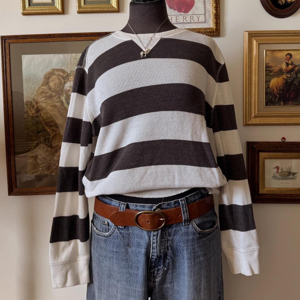 Cream & grey striped raglan longsleeve (L)