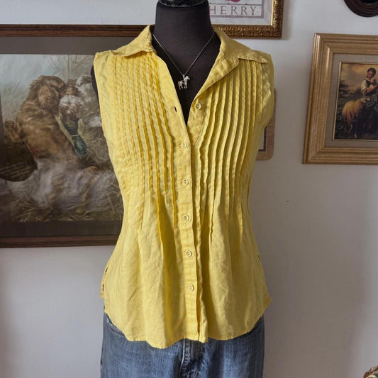 Sunflower yellow linen blouse (M)