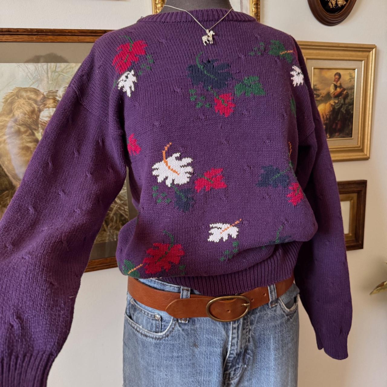 Deep purple autumn leaves sweater (M)